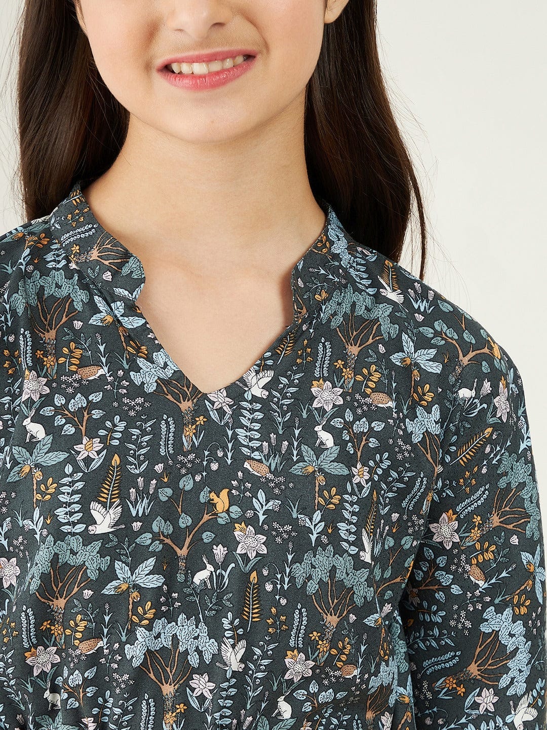 The Kaftan Company Shorts Set Girls Green Forest Print Kaftan Loungeset