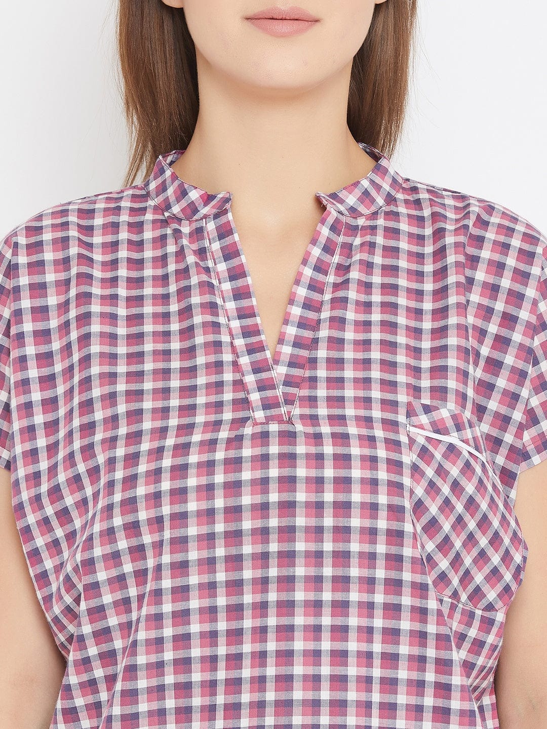 The Kaftan Company Shorts Set Purple Checks Shorts Nightwear Set