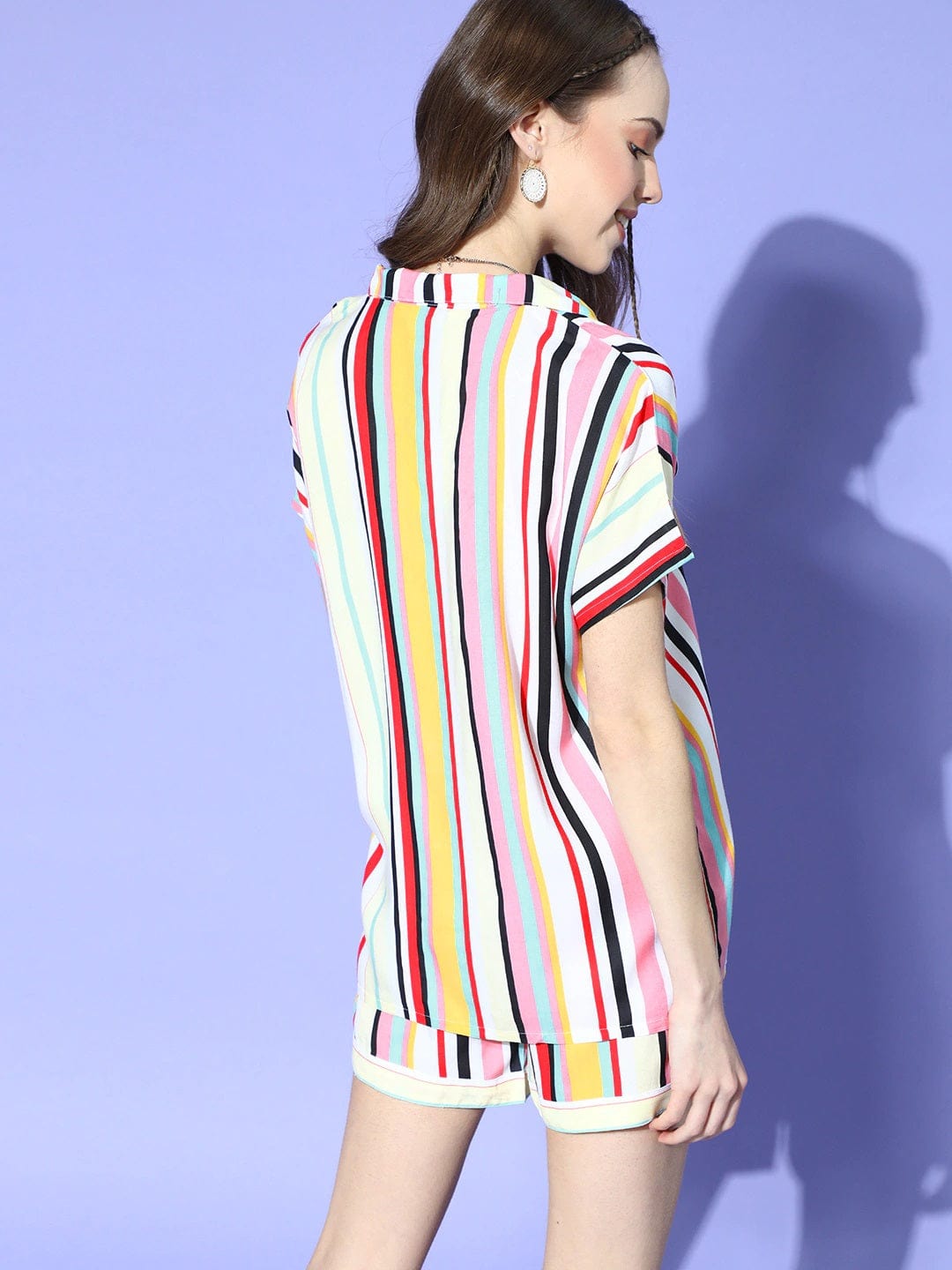 The Kaftan Company Shorts Set Red and White Striped Shirt and Shorts Set