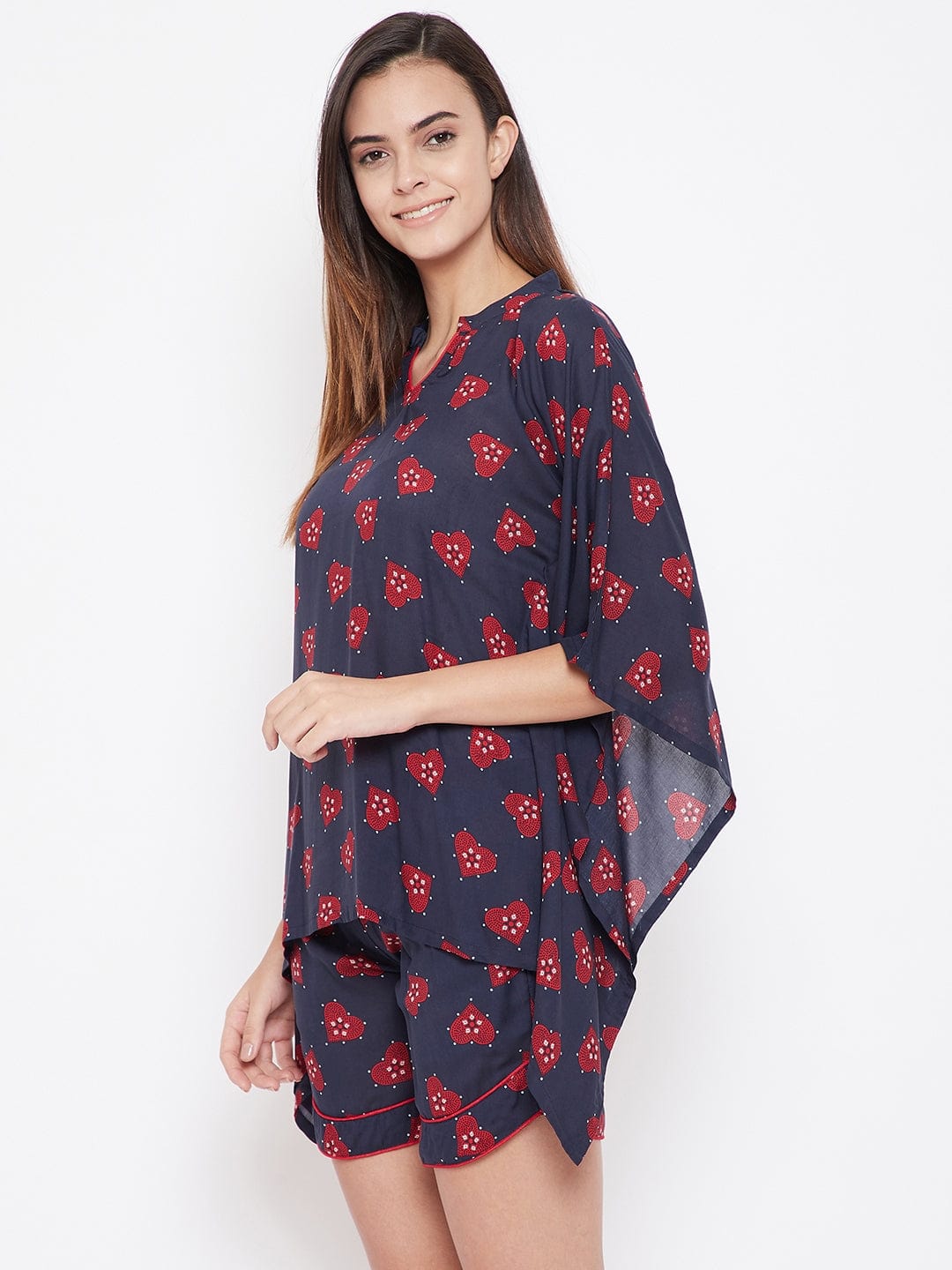 The Kaftan Company Shorts Set Red Hearts Kaftan Shorts Set