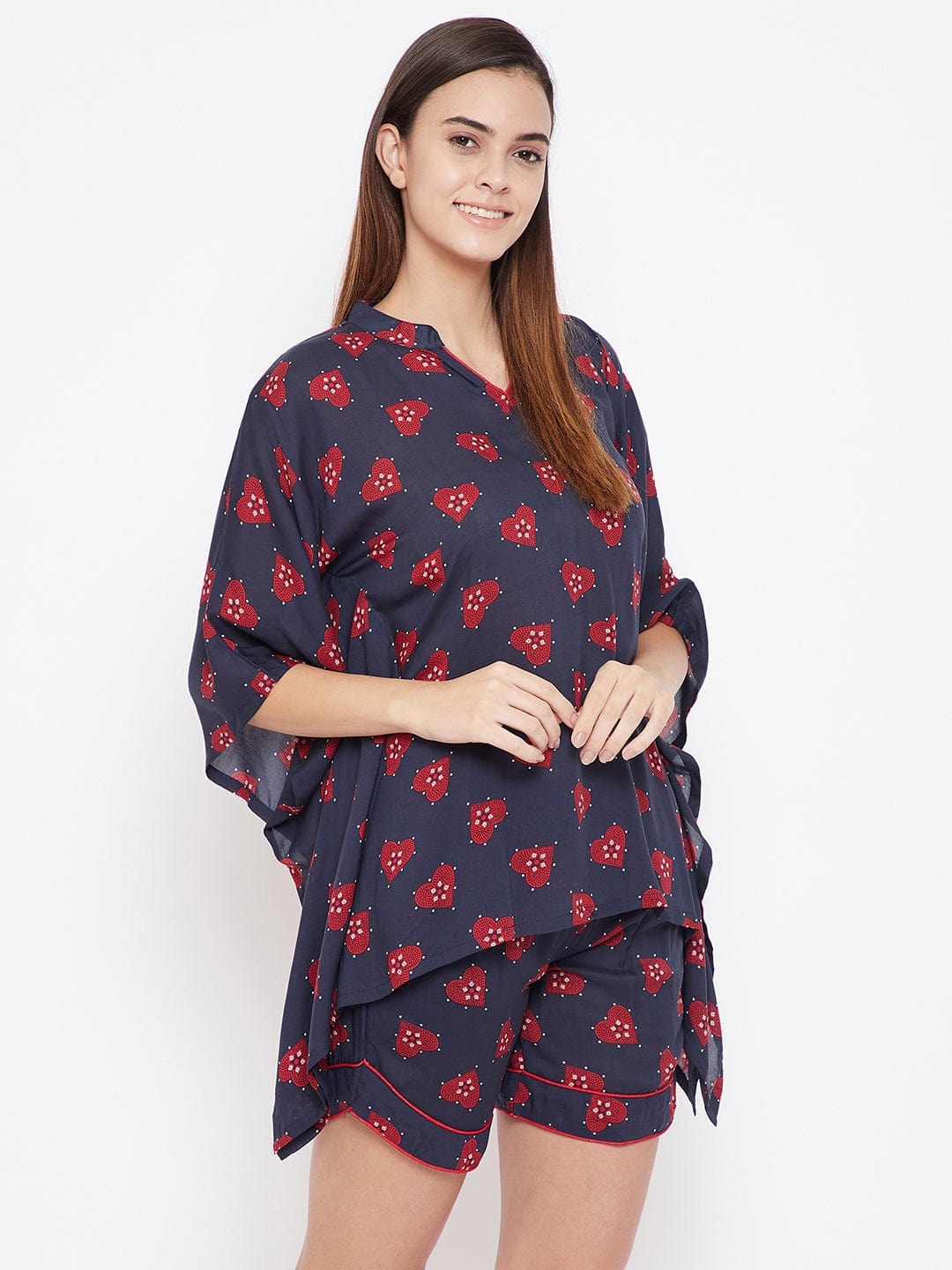 The Kaftan Company Shorts Set Red Hearts Kaftan Shorts Set