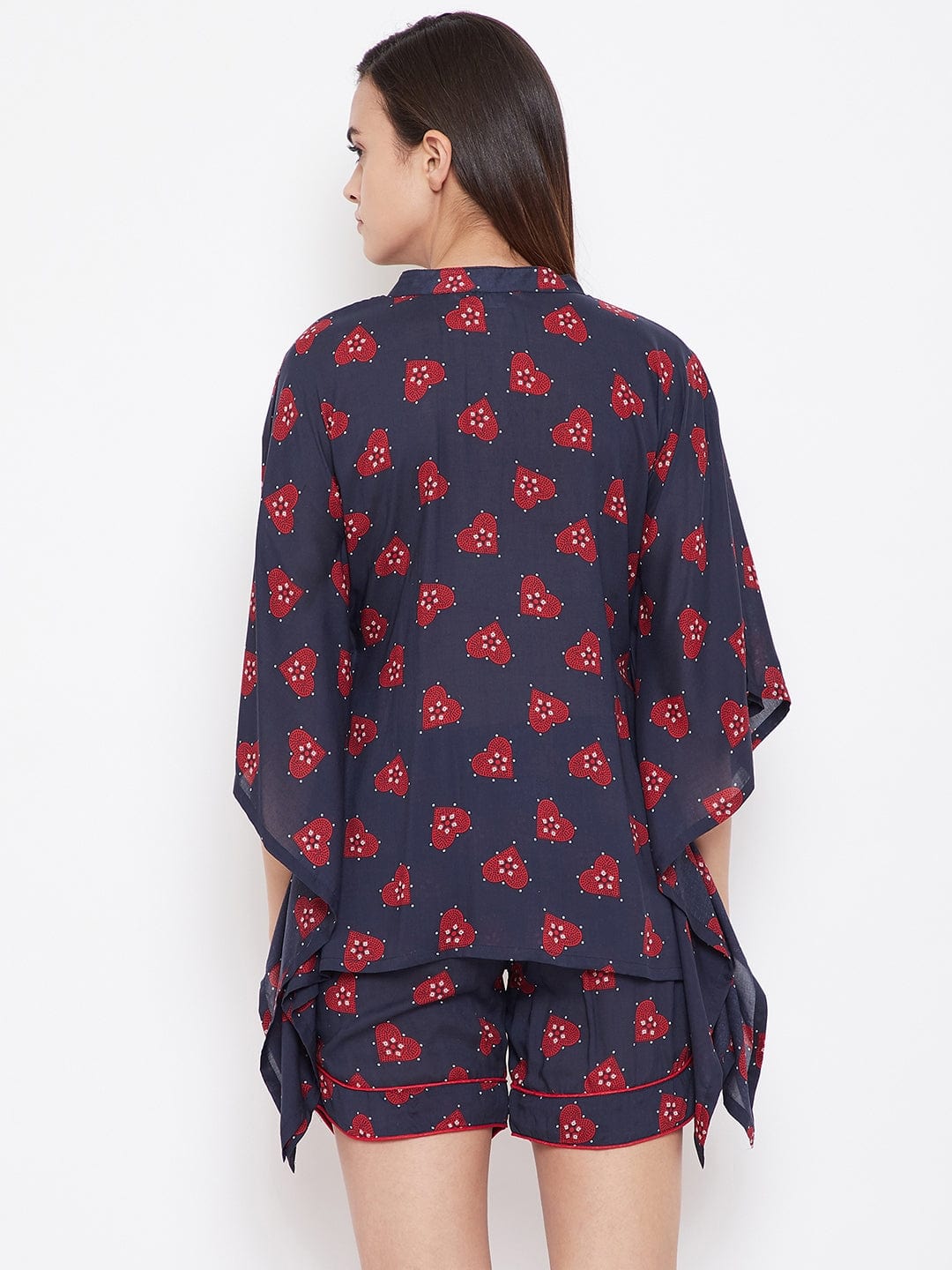 The Kaftan Company Shorts Set Red Hearts Kaftan Shorts Set