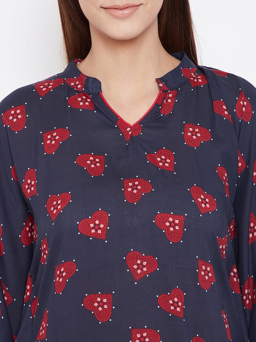 The Kaftan Company Shorts Set Red Hearts Kaftan Shorts Set