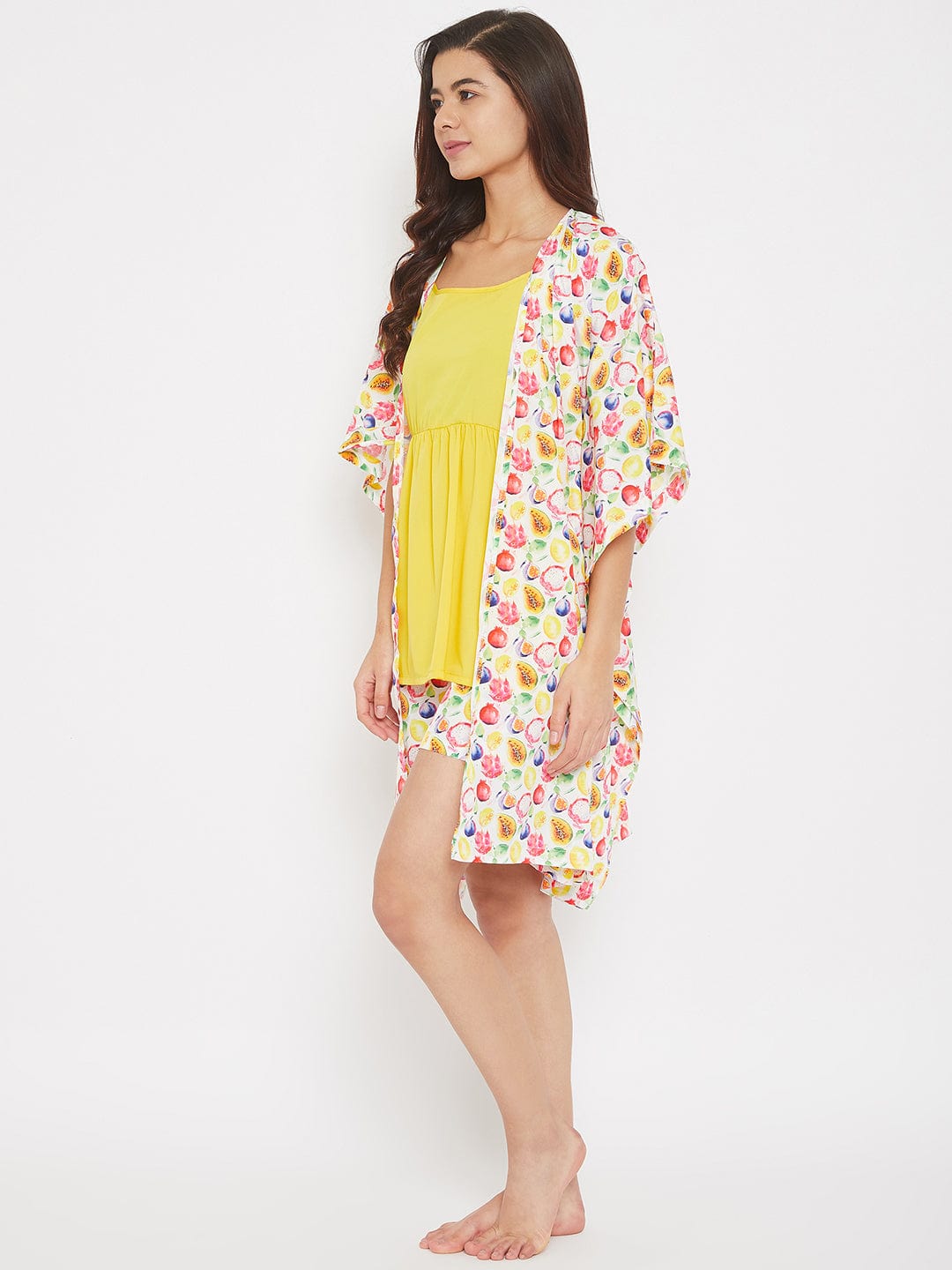 The Kaftan Company Shorts Set Tropical Fruits Digital Printed 2 Piece Shorts Set - (Clearance - Final Sale)