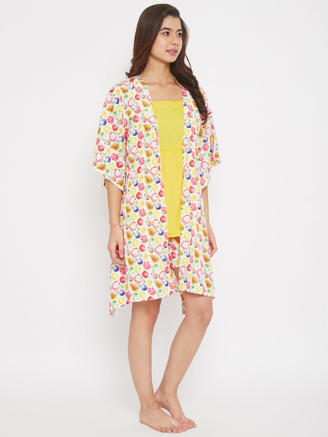 The Kaftan Company Shorts Set Tropical Fruits Digital Printed 2 Piece Shorts Set - (Clearance - Final Sale)