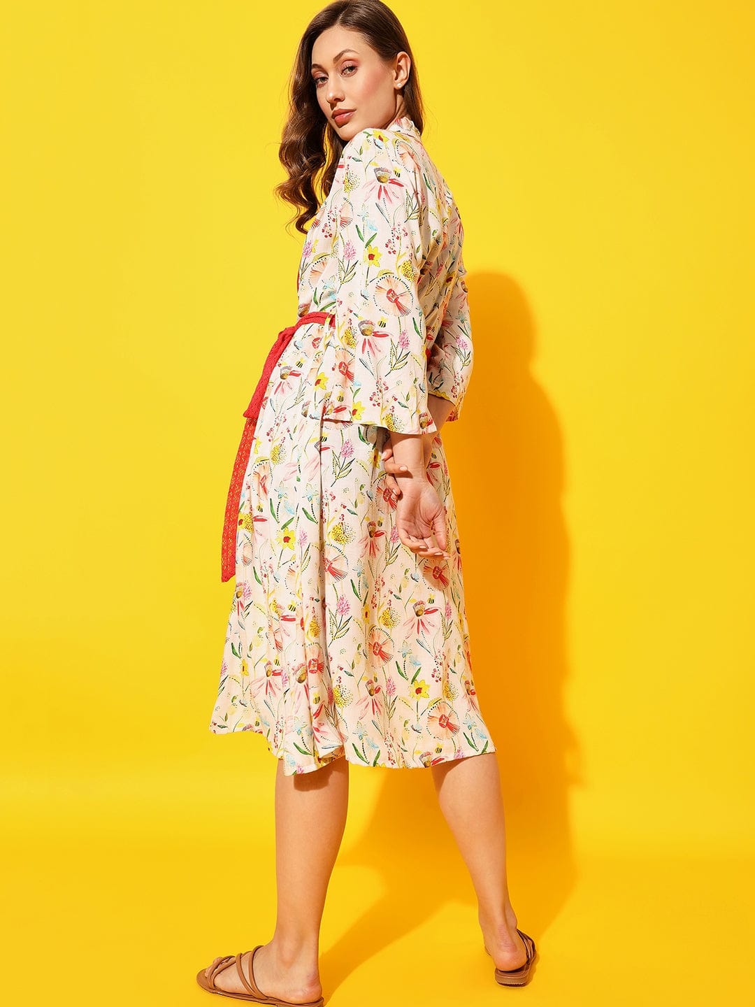 The Kaftan Company Sleep Gowns White Floral Kimono Cover-Up