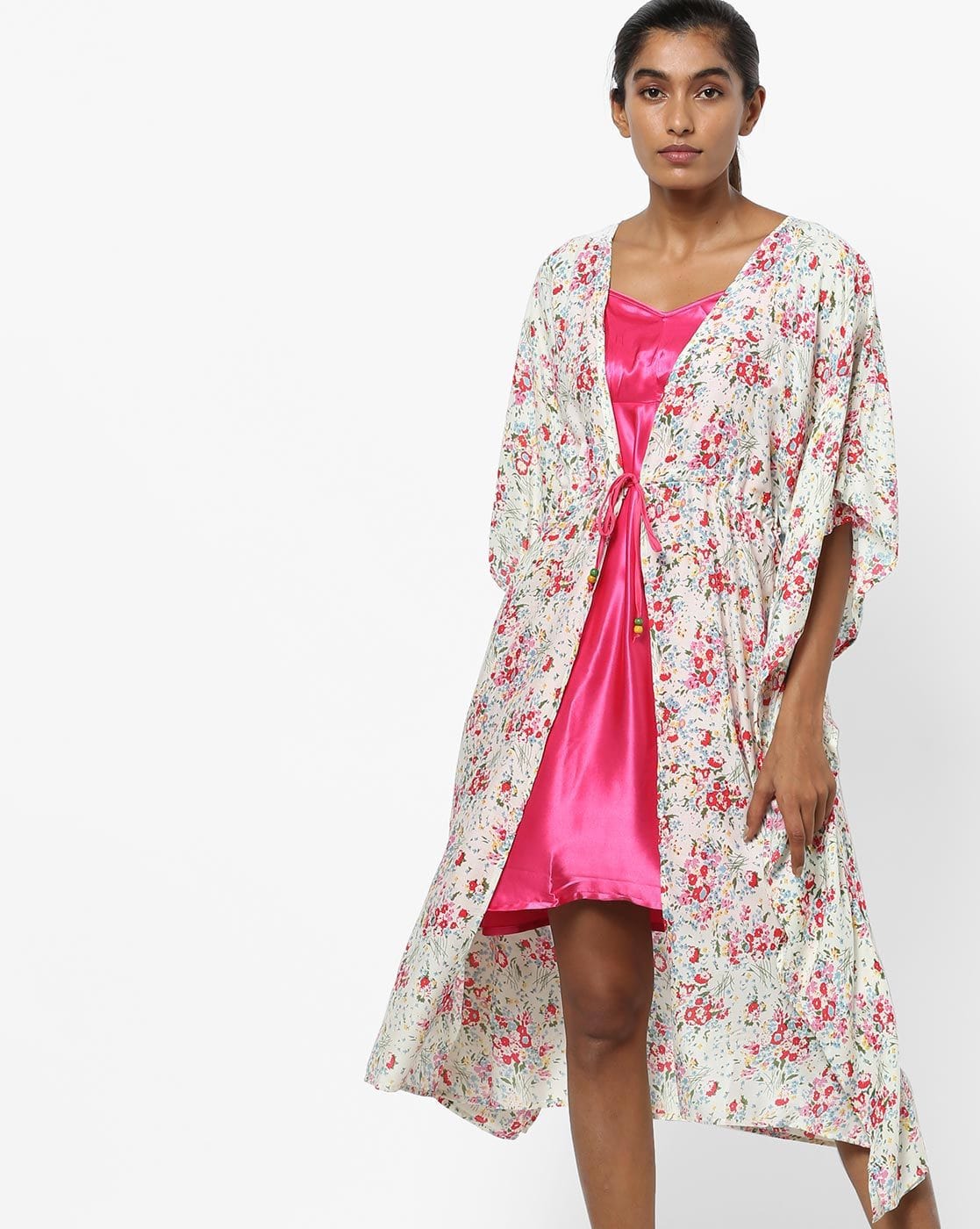 The Kaftan Company Sleep Gowns White Floral Print Gown Set