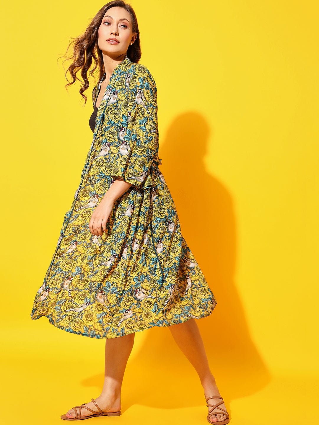 The Kaftan Company Sleep Gowns Yellow Daisies Kimono Cover-Up