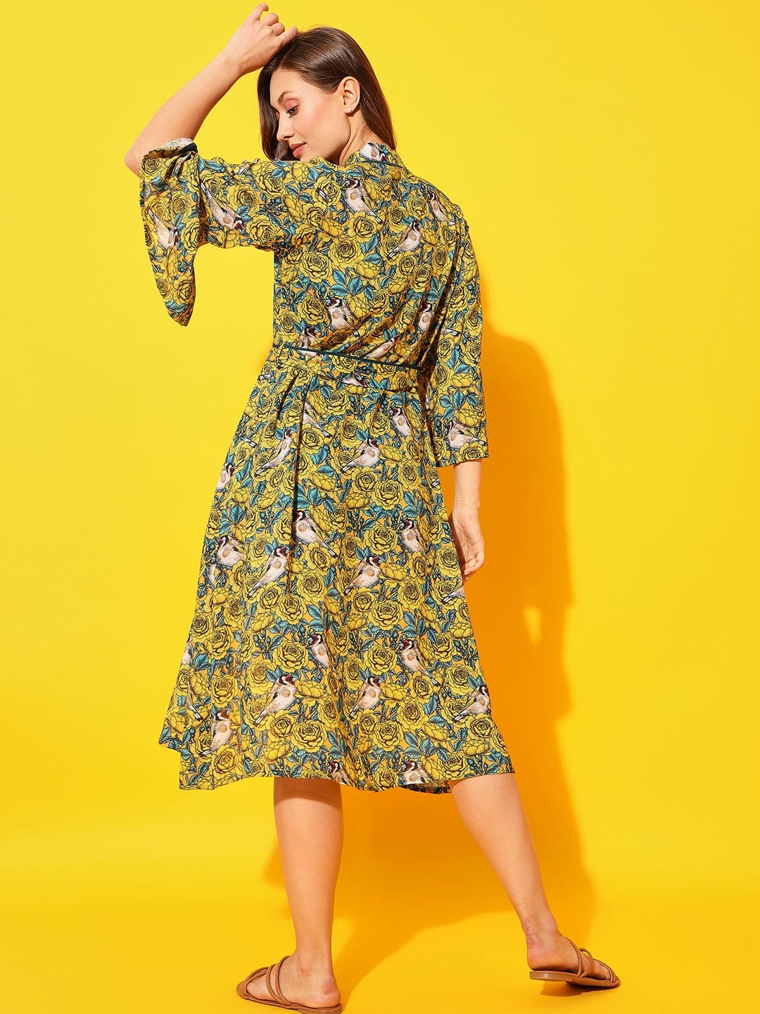 The Kaftan Company Sleep Gowns Yellow Daisies Kimono Cover-Up