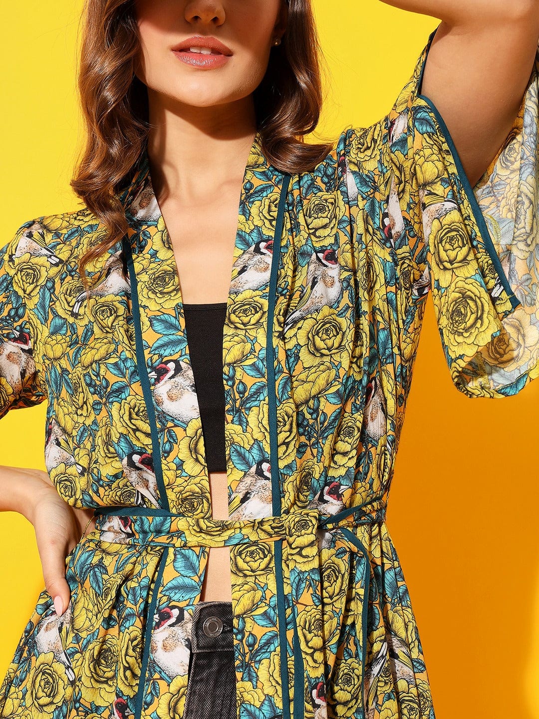 The Kaftan Company Sleep Gowns Yellow Daisies Kimono Cover-Up