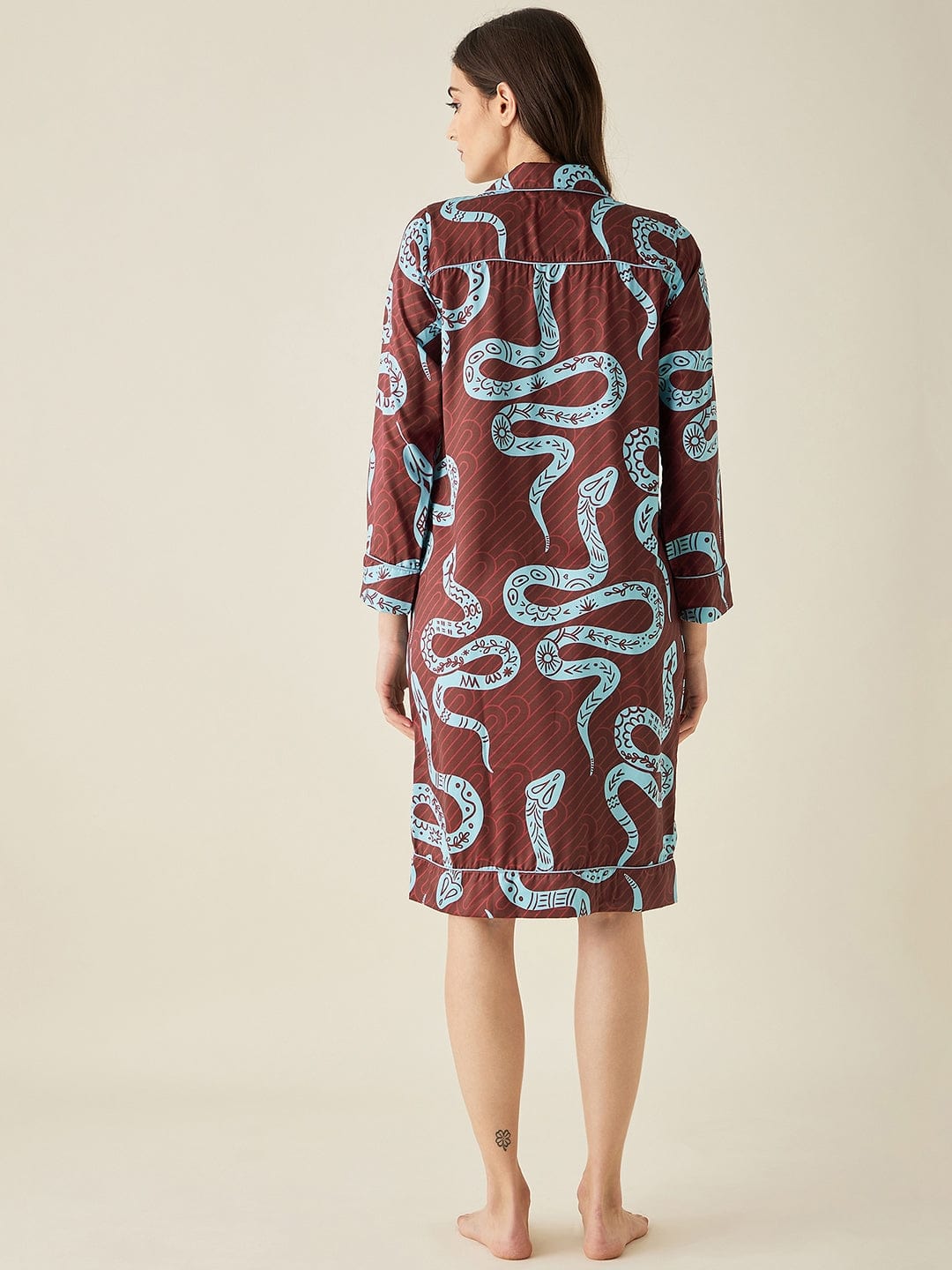 The Kaftan Company Sleepshirt Snake Charm Satin Sleepshirt