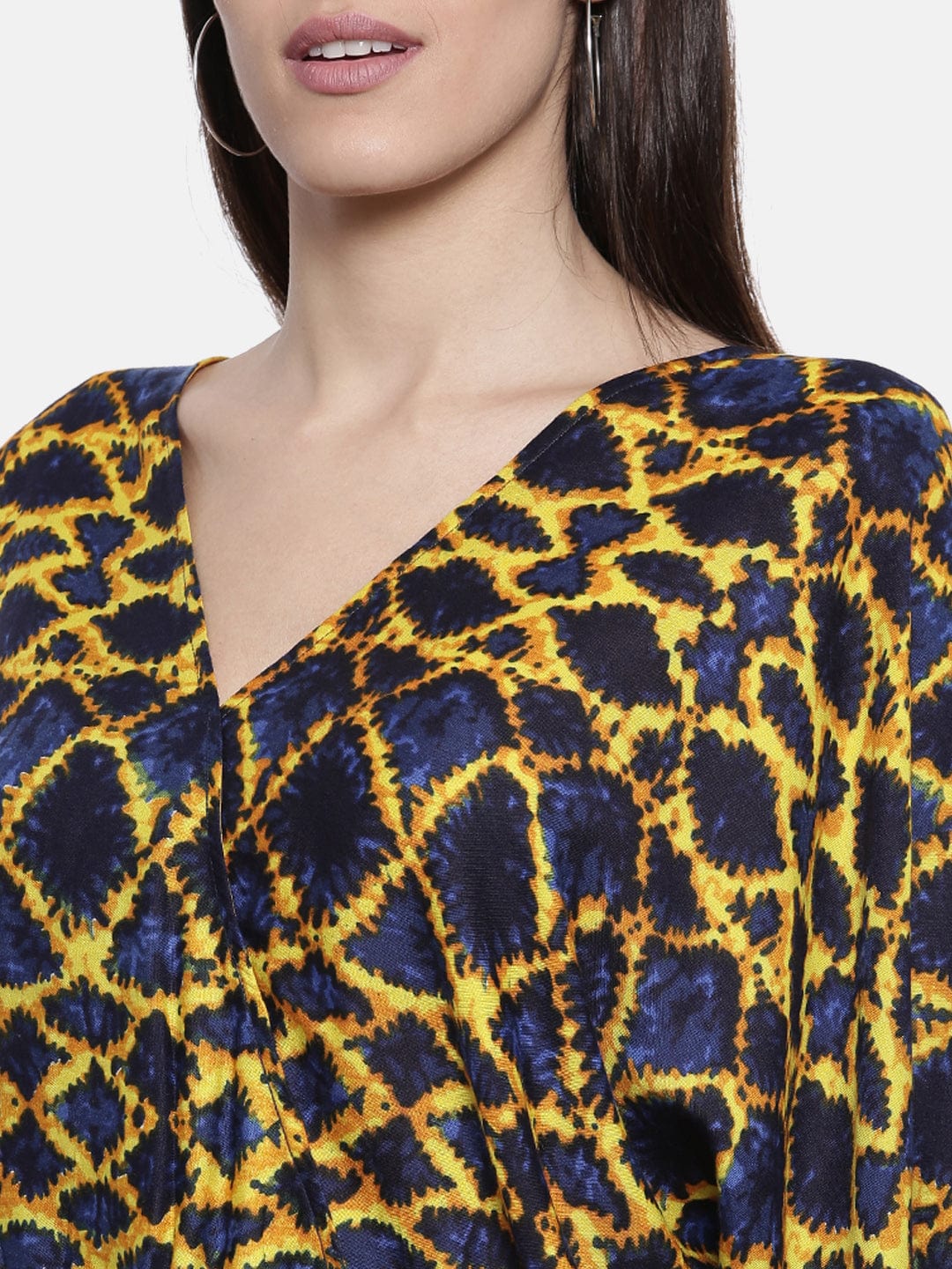 The Kaftan Company Tops Infused Indigo Crop Blousson Top - (Clearance - Final Sale)