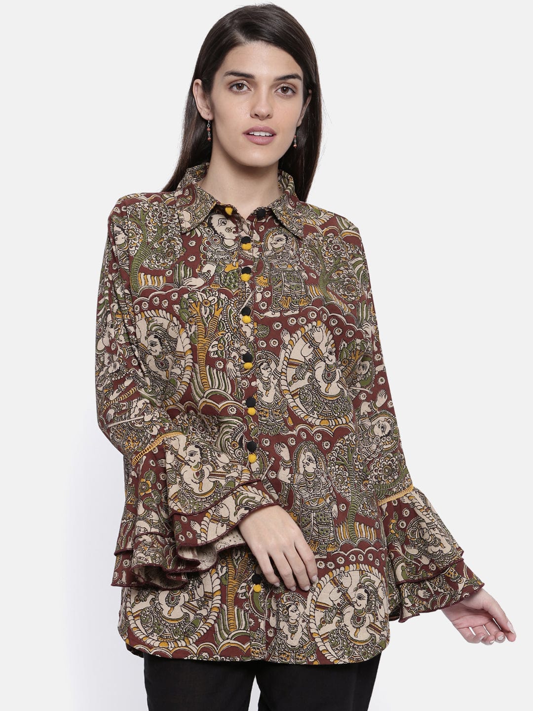 The Kaftan Company Tops Inked Murals Kalamkari Top - (Clearance - Final Sale)
