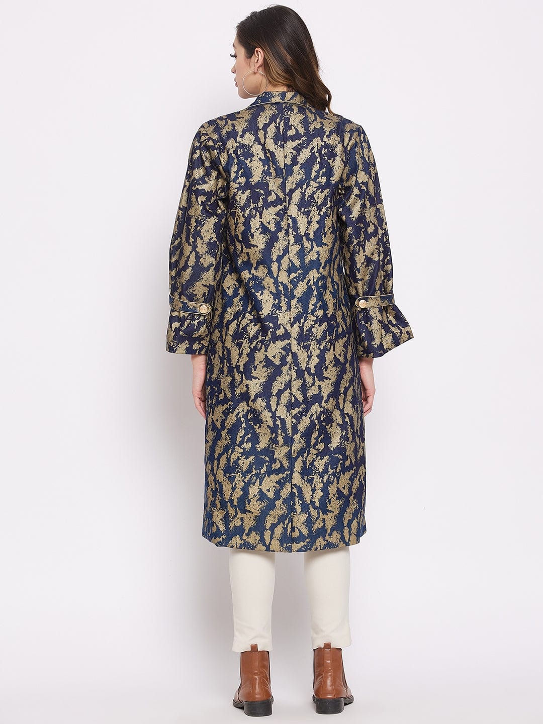 The Kaftan Company Tops Navy Blue Foil Printed Denim Jacket (Final Sale)