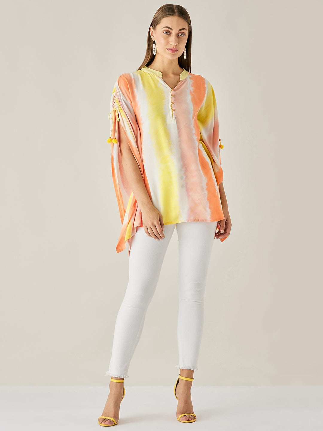 The Kaftan Company Tops Pastel Colorbar Tie Dye Kaftan Top