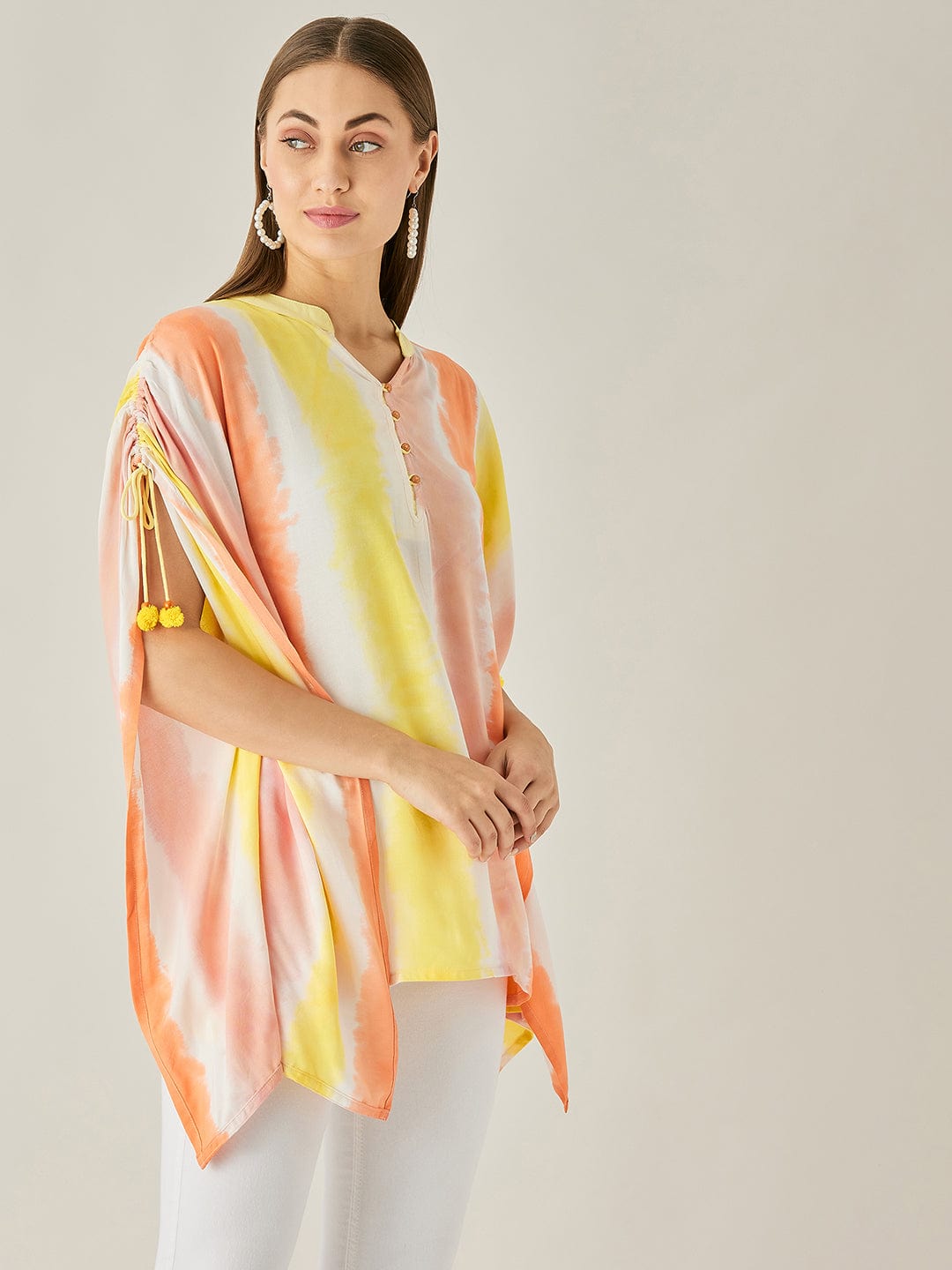 The Kaftan Company Tops Pastel Colorbar Tie Dye Kaftan Top