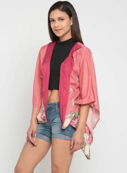 The Kaftan Company Tops Pink And Roses Shrug - (Clearance - Final Sale)
