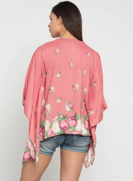 The Kaftan Company Tops Pink And Roses Shrug - (Clearance - Final Sale)