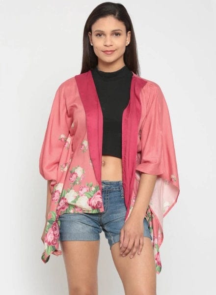 The Kaftan Company Tops Pink And Roses Shrug - (Clearance - Final Sale)