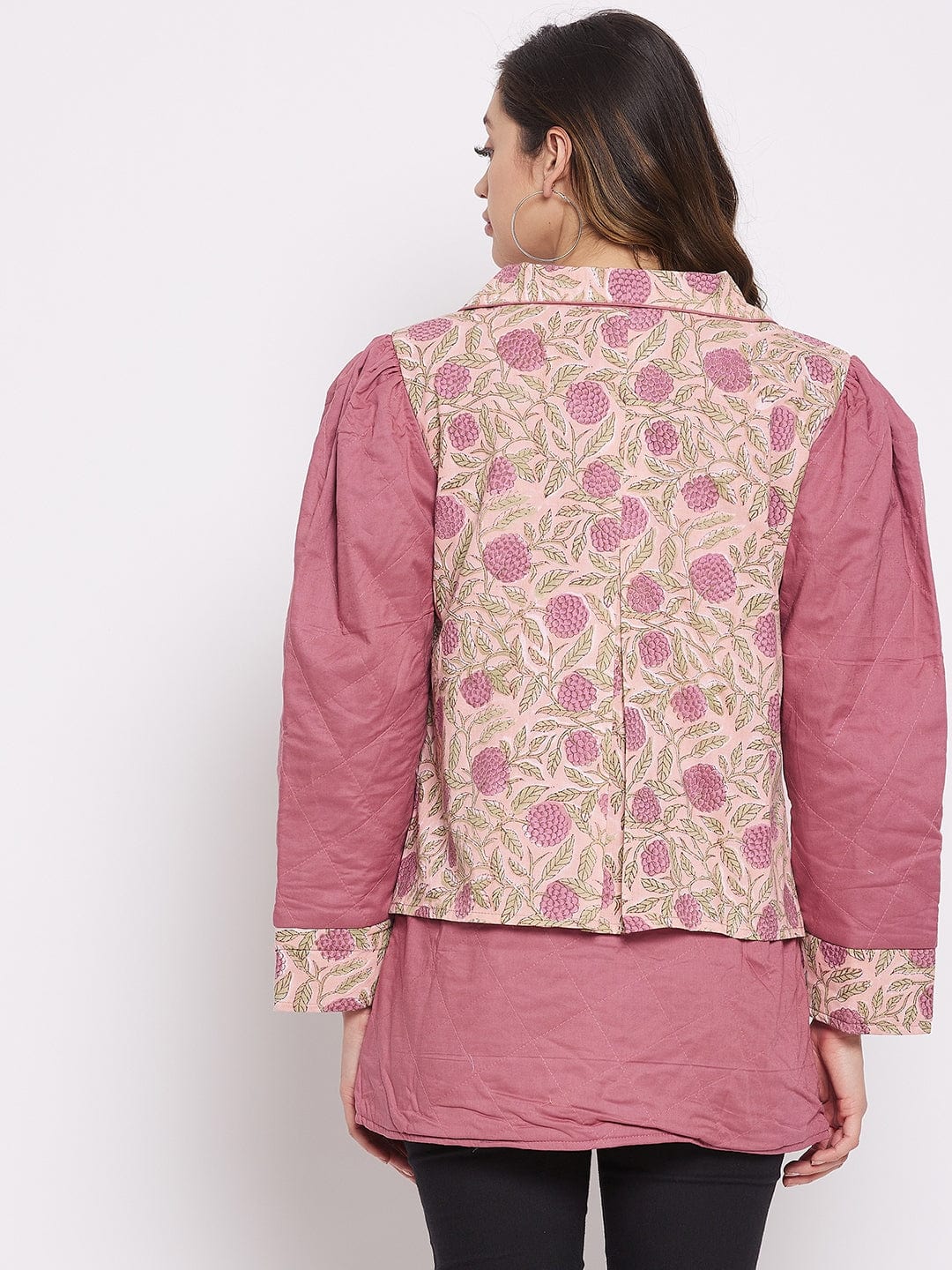 The Kaftan Company Tops Pink Floral Buta Cotton Jacket (Final Sale)