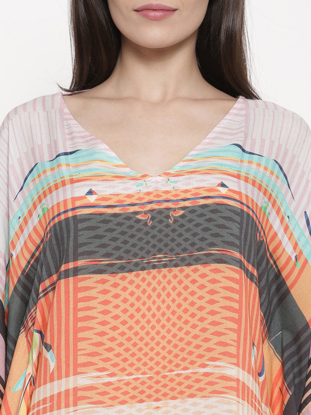 The Kaftan Company Tops Pink Scalloped Edge Kaftan Top - (Clearance - Final Sale)