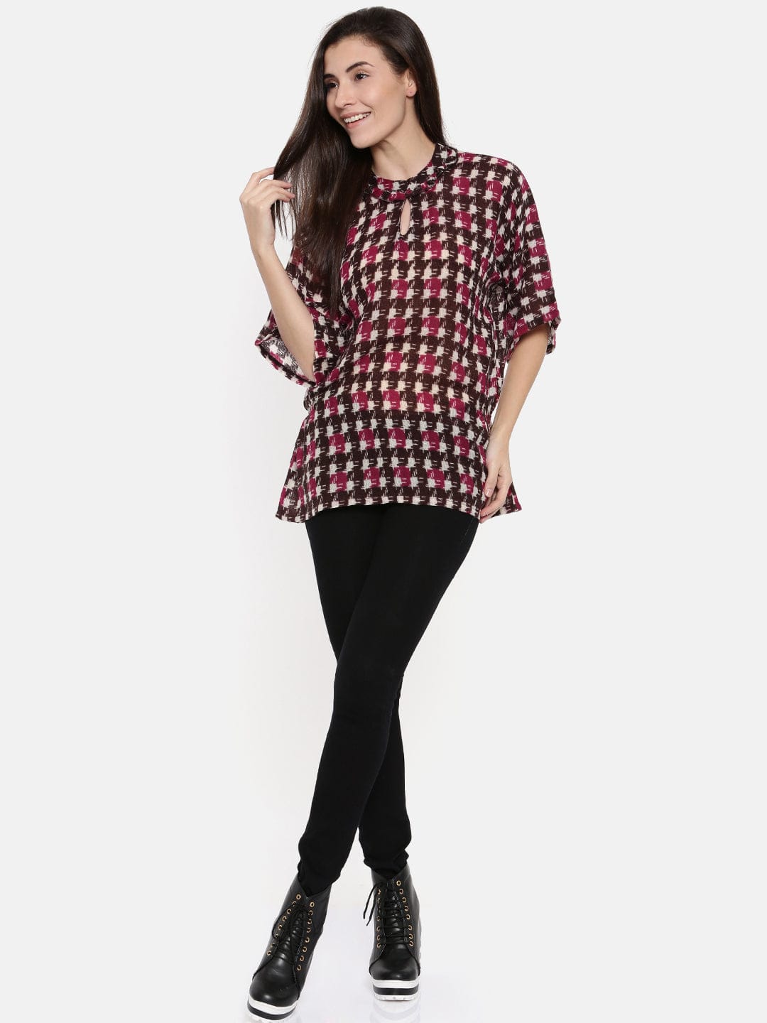 The Kaftan Company Tops PREMIUM WOOL HOUNDSTOOTH TOP