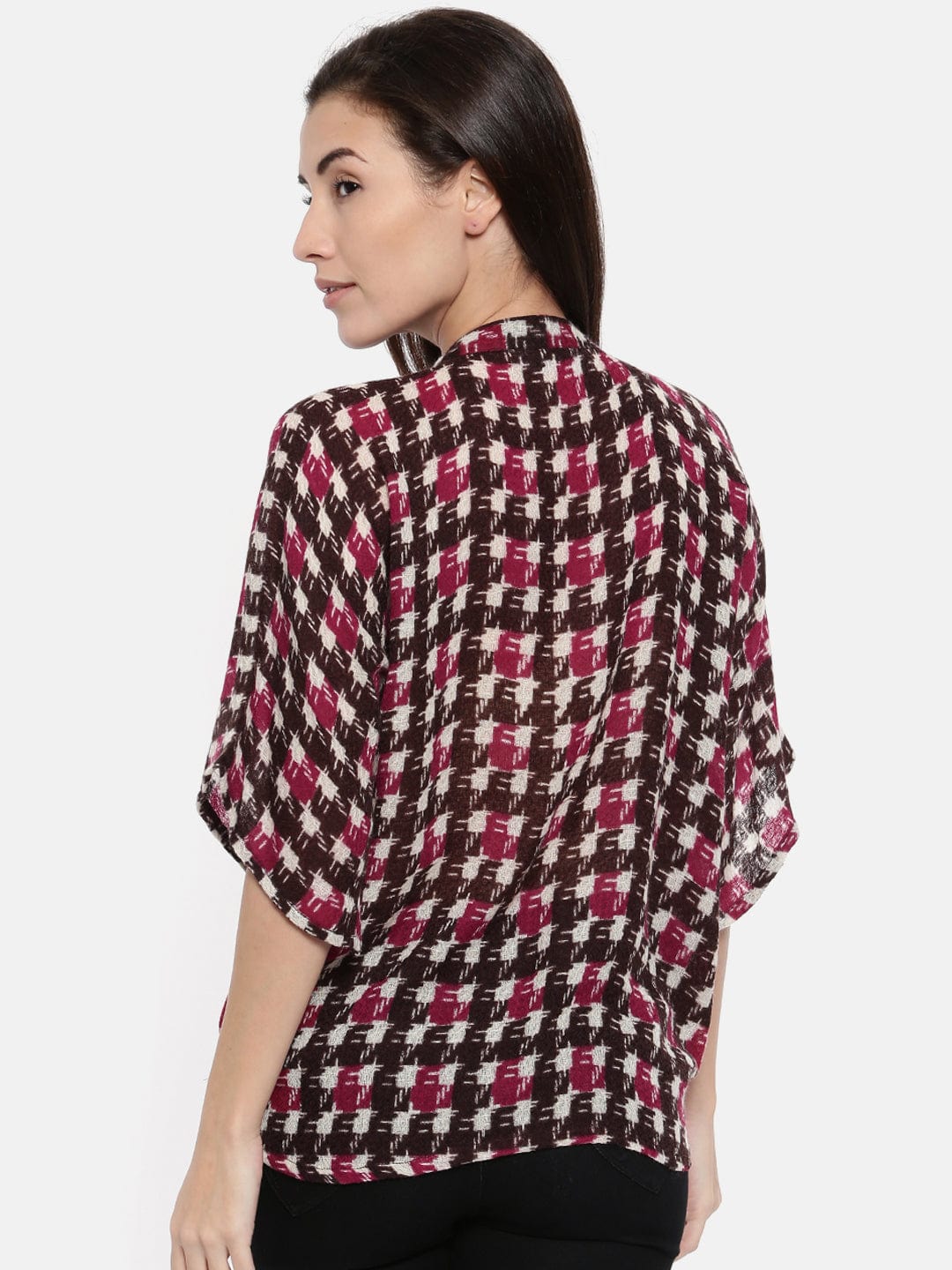 The Kaftan Company Tops PREMIUM WOOLLEN HOUNDSTOOTH PLACKET TOP