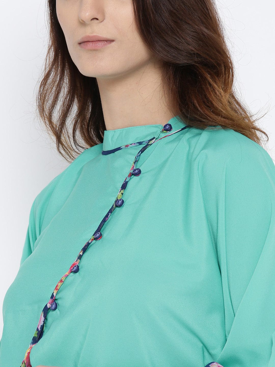 The Kaftan Company Tops Tropical Aqua Crop Shrug Top - (Clearance - Final Sale)