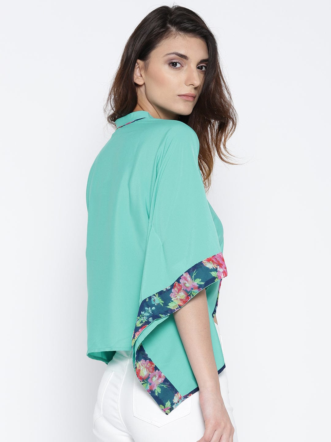 The Kaftan Company Tops Tropical Aqua Crop Shrug Top - (Clearance - Final Sale)