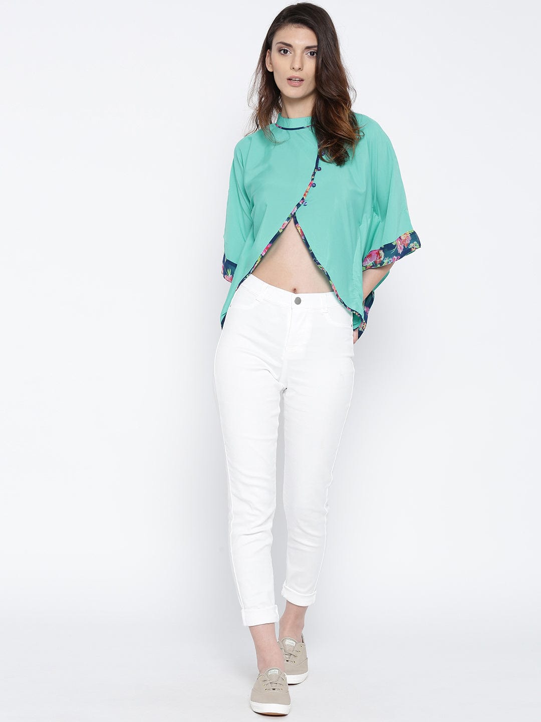The Kaftan Company Tops Tropical Aqua Crop Shrug Top - (Clearance - Final Sale)