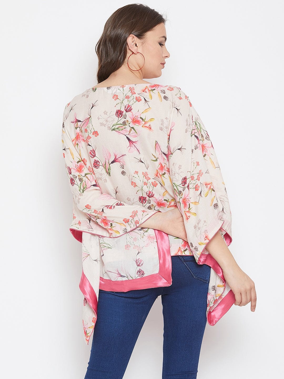 The Kaftan Company Tops White Flora Kaftan Top with Hand Embroidery