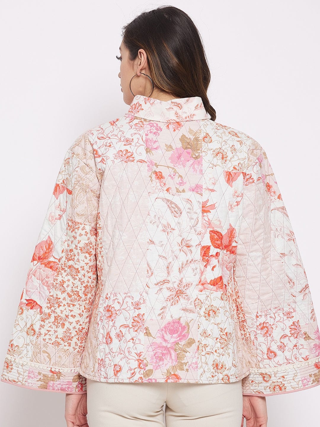 The Kaftan Company Tops White Floral Patched Jacket