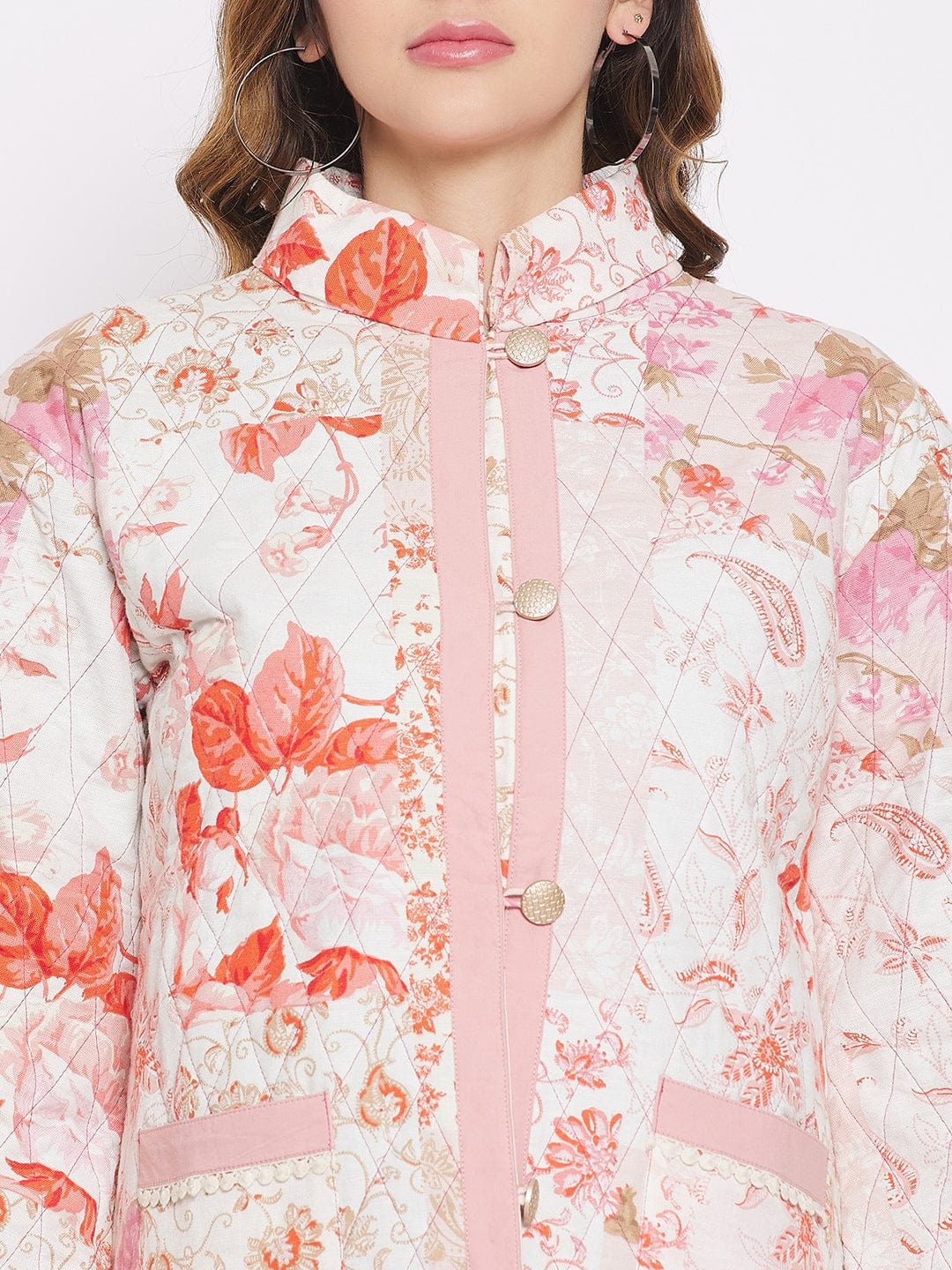 The Kaftan Company Tops White Floral Patched Jacket