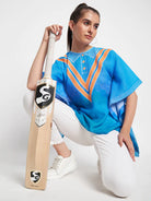 Blue Indian Cricket Kaftan Top For Women - The Kaftan Company