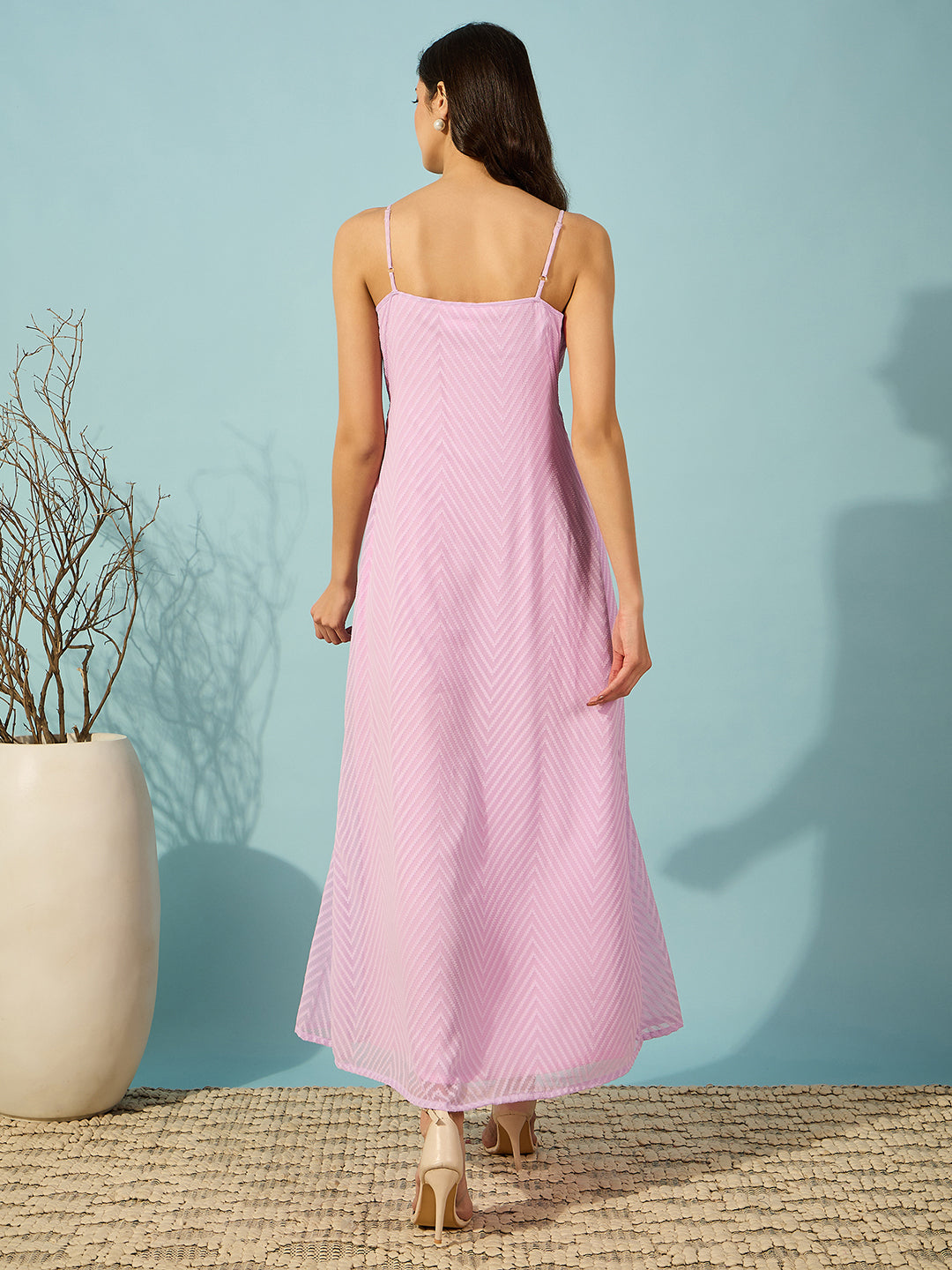 Embrace elegance in this lavender self-textured short dress, ideal for both day and evening wear.
