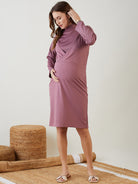 Women Onion Pink Knee Length Maternity Dress â‚¬€œ The Kaftan Company