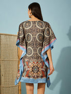 Stunning baroque print on soft satin, a flattering fit for a night out â‚¬€œ black kaftan dress.
