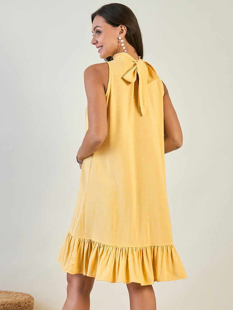 Yellow Hearts Mini Ruffled Dress