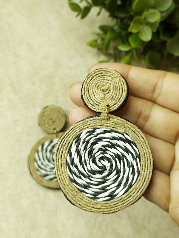 Discover the charm of our Handmade Black and White Jute Earrings
