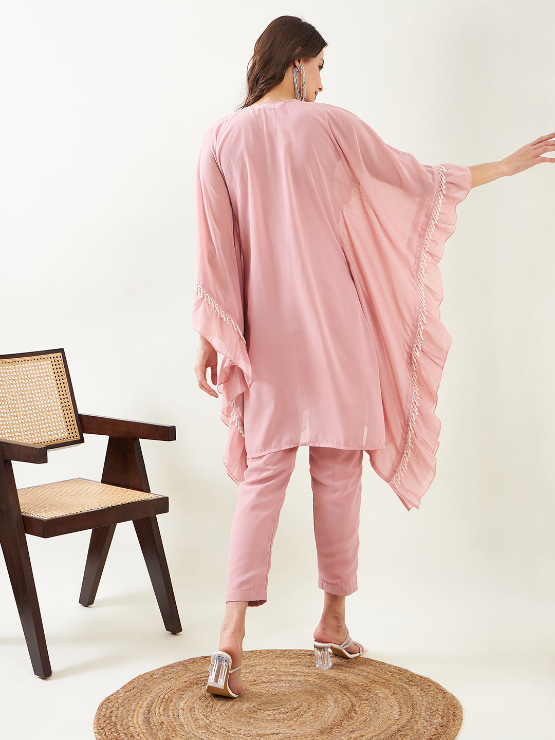 Sophisticated Pink Kaftan Kurta Set for Women