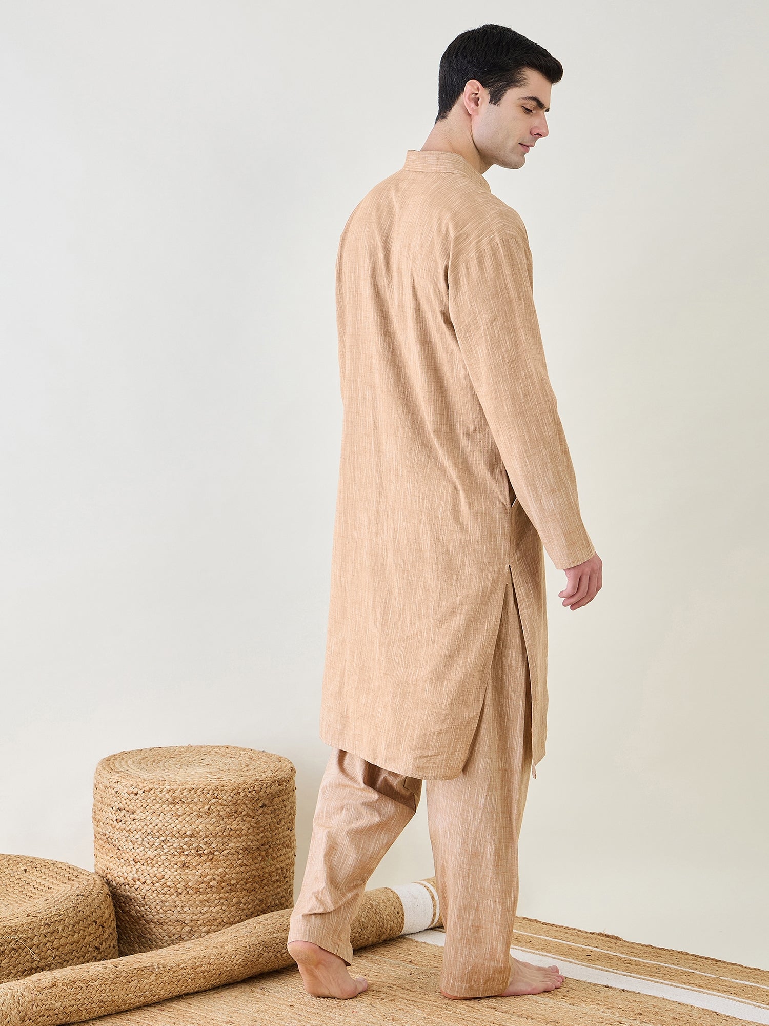 Mens Brown Pathani Kurta Pyjama Set