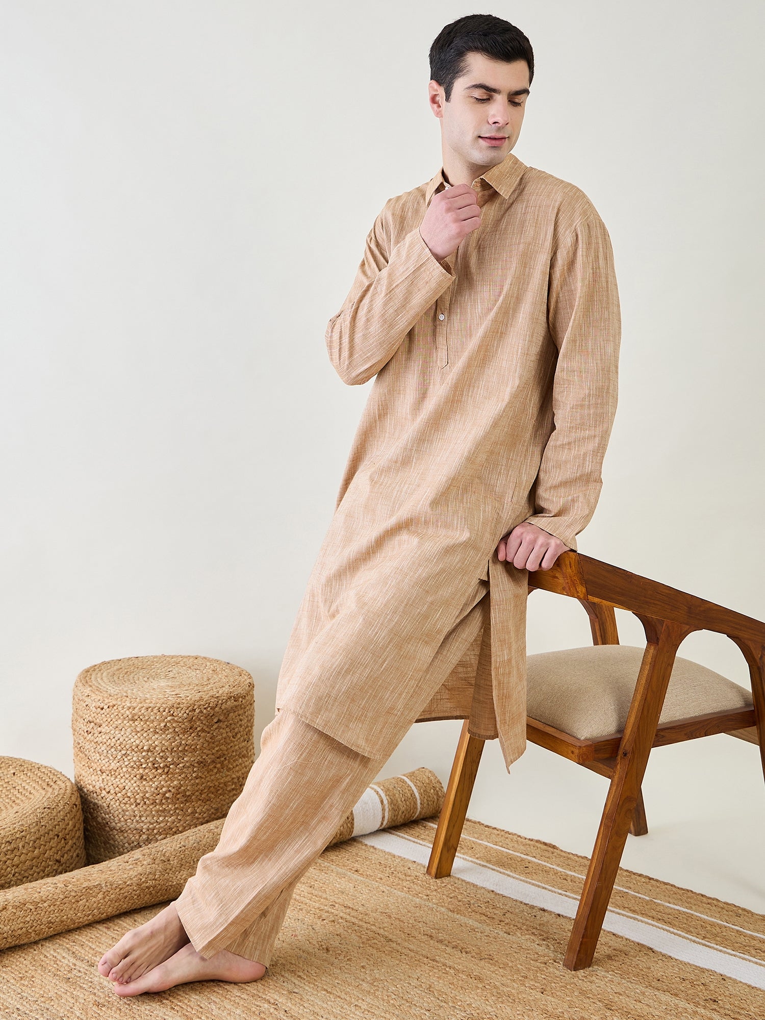 Classy Brown Mens pathani kurta pajama