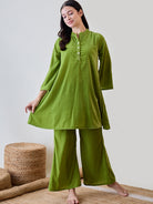 Green Solid Minimalistic Pyjama Set for comfortable and stylish loungewear.
