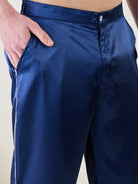 Stylish blue satin nightsuit set for men