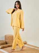 Women Yellow Top And Pant Two Piece Set 
