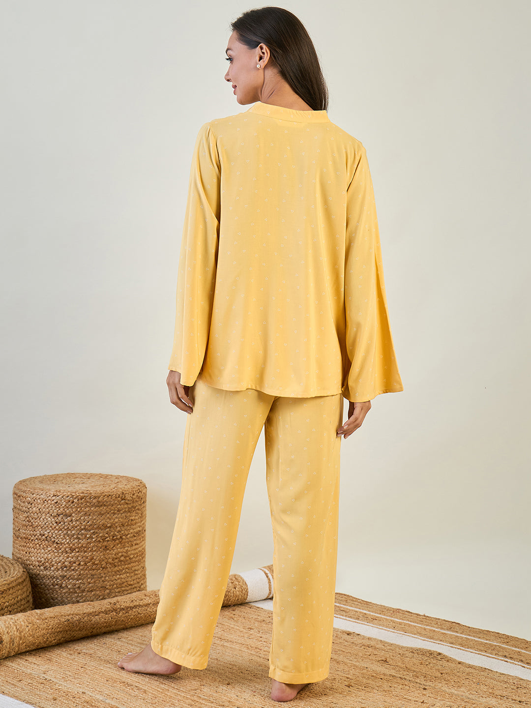 Yellow Top And Pant Co Ord Set For Women