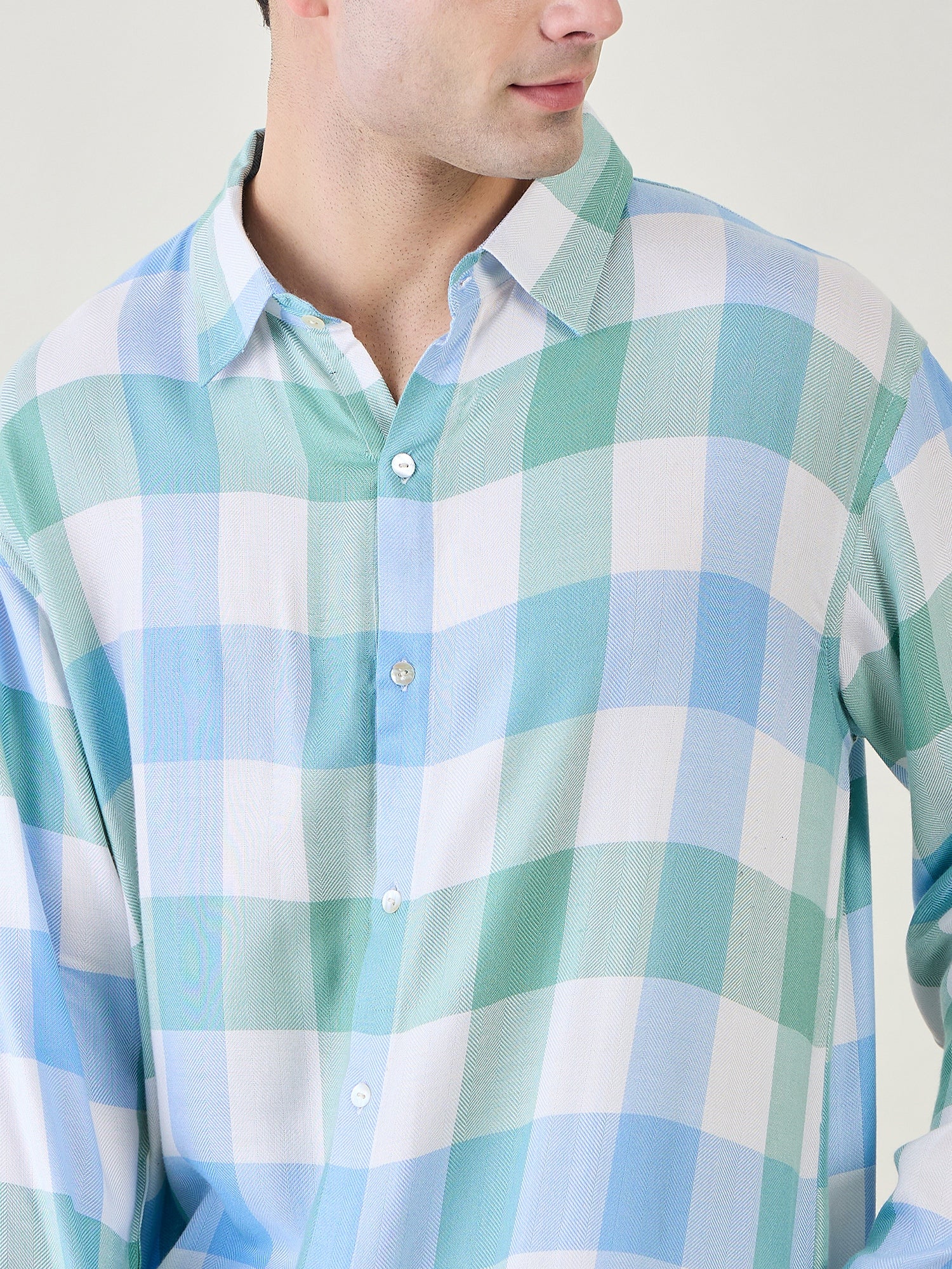 Top quality men's checks kurta and pants set - 100% cotton, easy care with machine wash