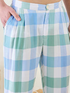 Top quality men's checks kurta and pants set - regular fit kurta, drawstring pants, machine washable