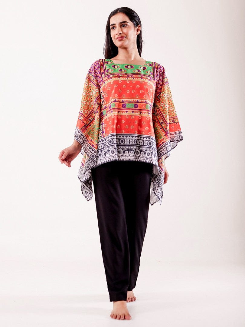 The Kaftan Company Pyjama Set Multicolor Ethnic Printed Nightwear Pyjama Set