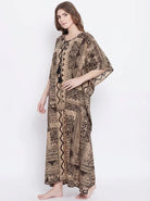 The Kaftan Company Kaftan Brown & Beige Tribal Print Cotton Kaftan